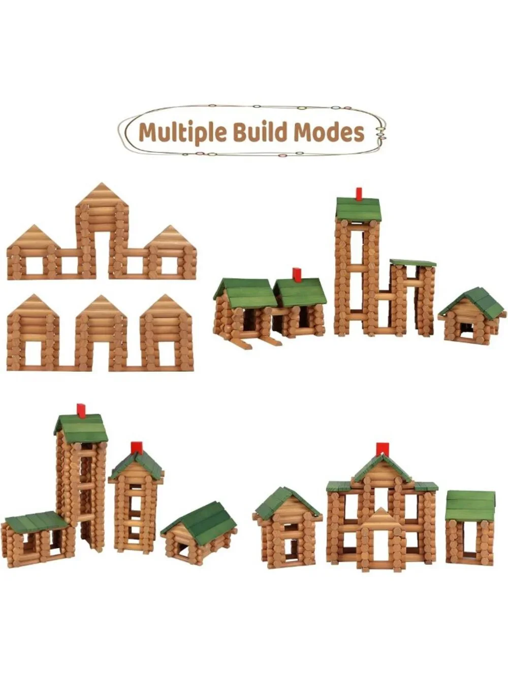 530 Pcs Wooden Building Logs Set for Kids 3+, Creative Construction Toys